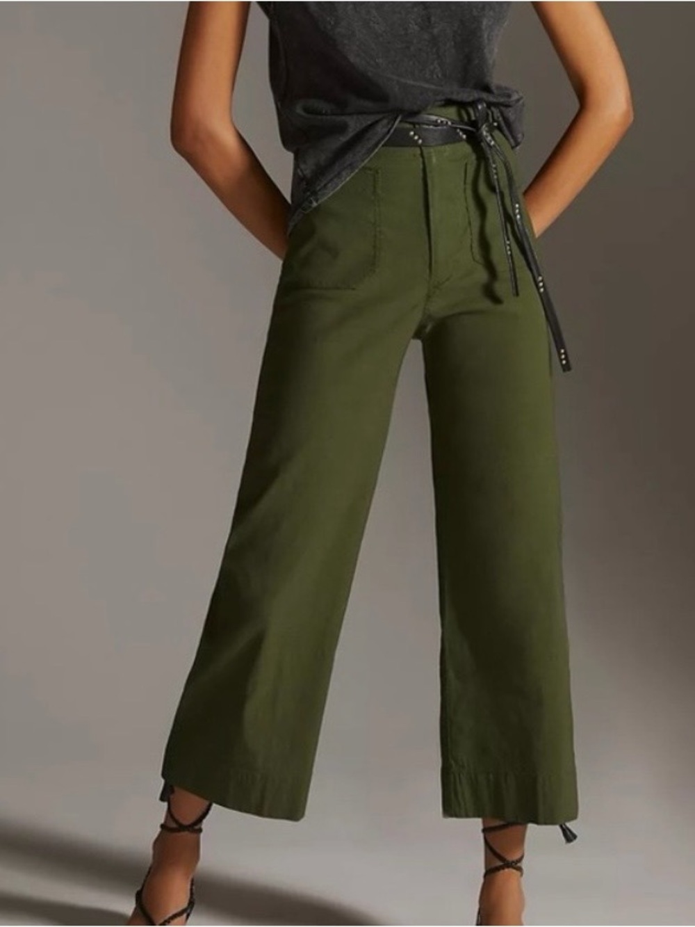 By Anthropologie Colette Cropped Cotton Linen Wide Leg Pants